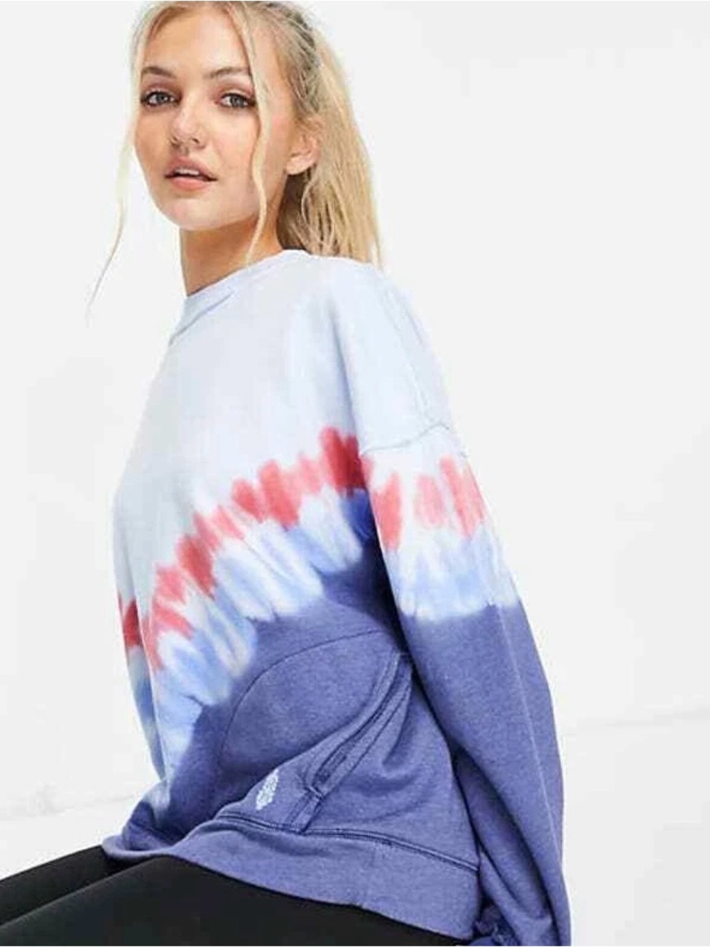 Free People Movement Aurora Blue Tie Dye Pullover Sweatshirt S NWT